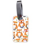 Cute Colorful Owl Cartoon Seamless Pattern Luggage Tag (two sides) Back