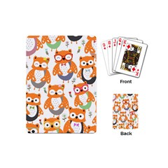 Cute Colorful Owl Cartoon Seamless Pattern Playing Cards Single Design (mini) by Apen