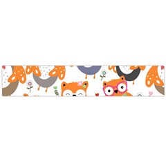 Cute Colorful Owl Cartoon Seamless Pattern Large Premium Plush Fleece Scarf 