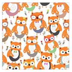 Cute Colorful Owl Cartoon Seamless Pattern Square Satin Scarf (36  X 36 ) by Apen