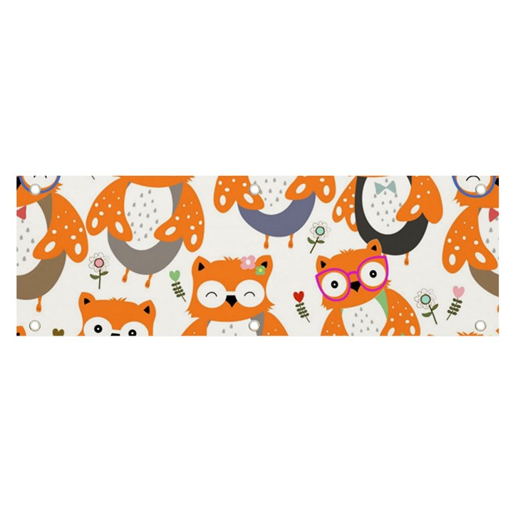 Cute Colorful Owl Cartoon Seamless Pattern Banner and Sign 6  x 2 