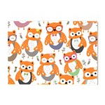 Cute Colorful Owl Cartoon Seamless Pattern Crystal Sticker (A4) Front