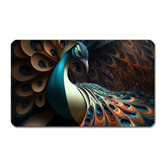 Colorful Peacock Bird Feathers Magnet (rectangular) by Apen