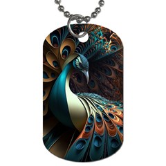 Colorful Peacock Bird Feathers Dog Tag (one Side) by Apen