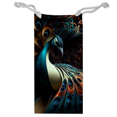 Colorful Peacock Bird Feathers Jewelry Bag by Apen