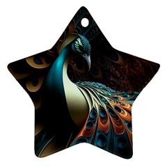 Colorful Peacock Bird Feathers Star Ornament (two Sides)