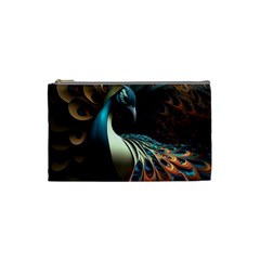 Colorful Peacock Bird Feathers Cosmetic Bag (small)