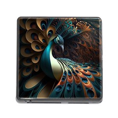 Colorful Peacock Bird Feathers Memory Card Reader (square 5 Slot) by Apen