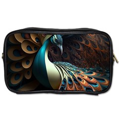 Colorful Peacock Bird Feathers Toiletries Bag (two Sides) by Apen