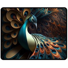 Colorful Peacock Bird Feathers Two Sides Fleece Blanket (medium) by Apen