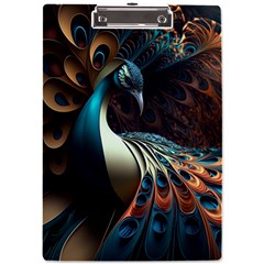 Colorful Peacock Bird Feathers A4 Acrylic Clipboard by Apen