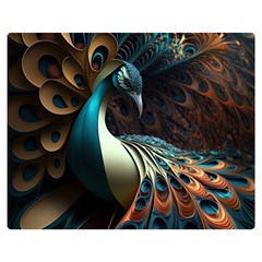 Colorful Peacock Bird Feathers Premium Plush Fleece Blanket (medium) by Apen