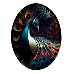 Colorful Peacock Bird Feathers Oval Glass Fridge Magnet (4 Pack) by Apen