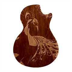 Colorful Peacock Bird Feathers Guitar Shape Wood Guitar Pick Holder Case And Picks Set by Apen