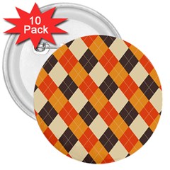 Halloween Argyle Pattern  3  Buttons (10 Pack)  by Safari