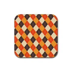 Halloween Argyle Pattern  Rubber Coaster (square) by Safari