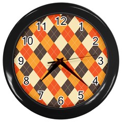 Halloween Argyle Pattern  Wall Clock (black) by Safari