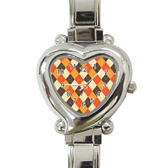 Halloween Argyle Pattern  Heart Italian Charm Watch by Safari