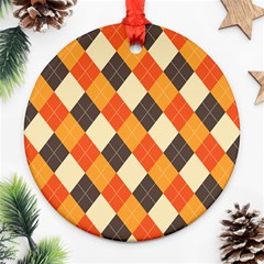 Halloween Argyle Pattern  Round Ornament (two Sides)