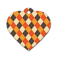 Halloween Argyle Pattern  Dog Tag Heart (two Sides) by Safari