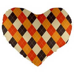 Halloween Argyle Pattern  Large 19  Premium Heart Shape Cushions by Safari