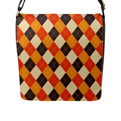 Halloween Argyle Pattern  Flap Closure Messenger Bag (l) by Safari