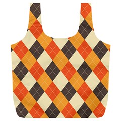 Halloween Argyle Pattern  Full Print Recycle Bag (xl) by Safari