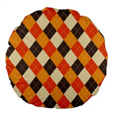 Halloween Argyle Pattern  Large 18  Premium Flano Round Cushions by Safari