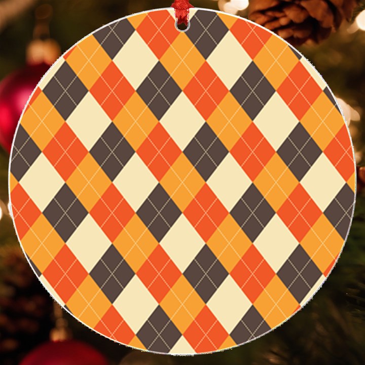 Halloween Argyle Pattern  UV Print Acrylic Ornament Round