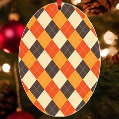 Halloween Argyle Pattern  Uv Print Acrylic Ornament Oval by Safari