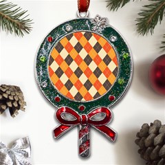 Halloween Argyle Pattern  Metal X mas Lollipop With Crystal Ornament by Safari