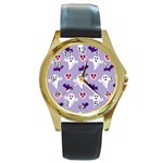 Boo crew halloween season Round Gold Metal Watch Front