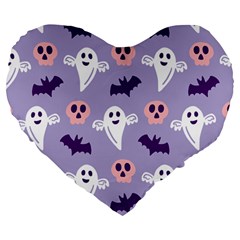 Boo Crew Halloween Season Large 19  Premium Flano Heart Shape Cushions by Safari