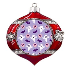 Boo Crew Halloween Season Metal Snowflake And Bell Red Ornament by Safari