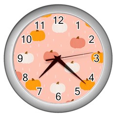 Pumpkin Pattern Halloween 20240926 160345 0000 Wall Clock (silver) by Safari