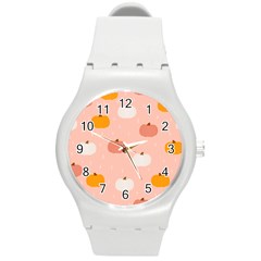 Pumpkin Pattern Halloween 20240926 160345 0000 Round Plastic Sport Watch (m) by Safari