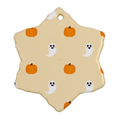 Pumpkin And Boo Crew Halloween  Snowflake Ornament (two Sides) by Safari