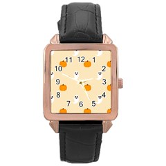 Pumpkin and boo crew halloween  Rose Gold Leather Watch 