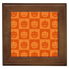 Seamless Halloween Pattern With Smiling Pumpkin 20240926 161520 0000 Framed Tile by Safari