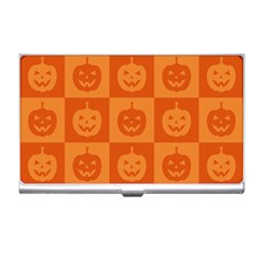 Seamless Halloween Pattern With Smiling Pumpkin 20240926 161520 0000 Business Card Holder by Safari