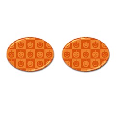 Seamless Halloween Pattern With Smiling Pumpkin 20240926 161520 0000 Cufflinks (oval) by Safari