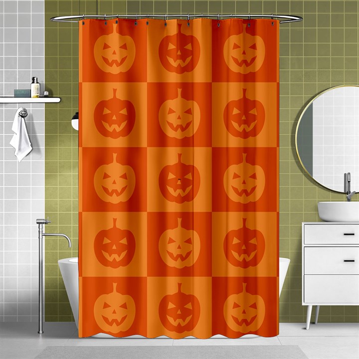 Seamless Halloween Pattern With Smiling Pumpkin 20240926 161520 0000 Shower Curtain 48  x 72  (Small) 