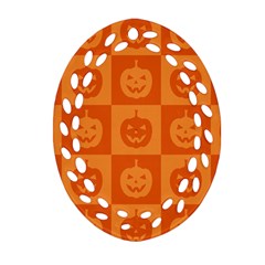 Seamless Halloween Pattern With Smiling Pumpkin 20240926 161520 0000 Ornament (oval Filigree)