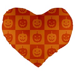 Seamless Halloween Pattern With Smiling Pumpkin 20240926 161520 0000 Large 19  Premium Heart Shape Cushions by Safari