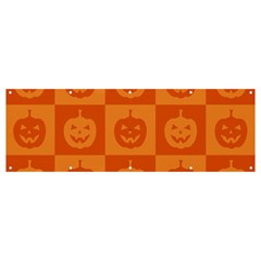 Seamless Halloween Pattern With Smiling Pumpkin 20240926 161520 0000 Banner And Sign 12  X 4  by Safari