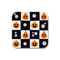 Seamless Halloween Pattern With Smiling Pumpkin 20240926 161714 0000 Rubber Square Coaster (4 Pack) by Safari