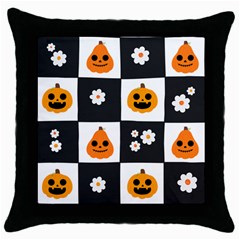 Seamless Halloween Pattern With Smiling Pumpkin 20240926 161714 0000 Throw Pillow Case (black) by Safari