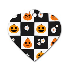 Seamless Halloween Pattern With Smiling Pumpkin 20240926 161714 0000 Dog Tag Heart (one Side) by Safari