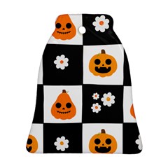 Seamless Halloween Pattern With Smiling Pumpkin 20240926 161714 0000 Bell Ornament (two Sides)