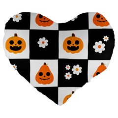 Seamless Halloween Pattern With Smiling Pumpkin 20240926 161714 0000 Large 19  Premium Heart Shape Cushions by Safari